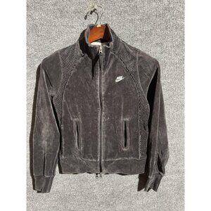 Nike Track Jacket Womens XS Gray Velour Full Zip Athletic Swoosh 254360-010